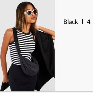 Striped Black & White Tank with Black Crossbody Bag